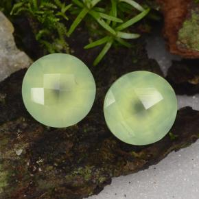 Prehnite naturale verde da 3,95 ct, taglio rotondo, traslucido