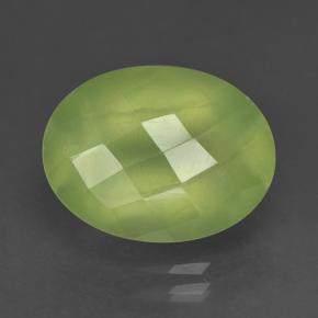 Prehnite naturale verde da 9,97 ct, taglio ovale, traslucido