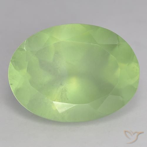 Prehnite naturale verde da 8,90 ct, taglio ovale, traslucido