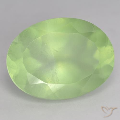 Prehnite naturale verde da 8,90 ct, taglio ovale, traslucido