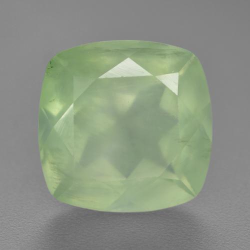 Prehnite naturale verde da 6,90 ct, taglio a cuscino, traslucido