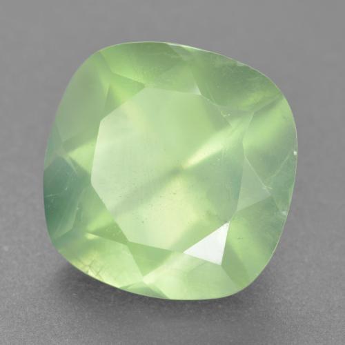 Prehnite naturale verde da 6,62 ct, taglio a cuscino, traslucido