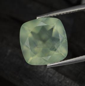 Prehnite naturale verde da 6,82 ct, taglio a cuscino, traslucido