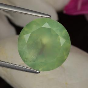 Prehnite naturale verde da 5,97 ct, taglio rotondo, traslucido