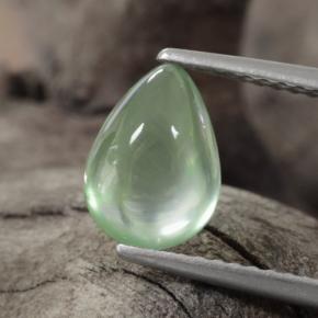 Prehnite naturale verde da 1,85 ct, taglio a pera, trasparente