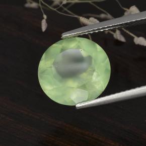 Prehnite naturale verde da 5,61 ct, taglio rotondo, traslucido