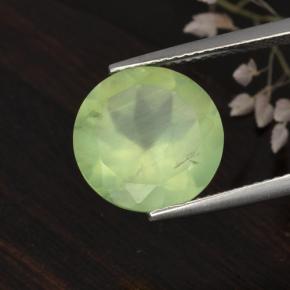 Prehnite naturale verde da 5,62 ct, taglio rotondo, traslucido
