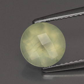 Prehnite naturale verde da 1,85 ct, taglio rotondo, trasparente