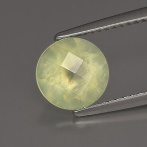 Prehnite naturale verde da 1,93 ct, taglio rotondo, trasparente