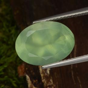Prehnite naturale verde da 6,16 ct, taglio ovale, trasparente