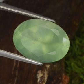 Prehnite naturale verde da 6,16 ct, taglio ovale, trasparente