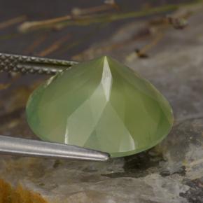 Prehnite naturale verde da 8,86 ct, taglio rotondo, traslucido