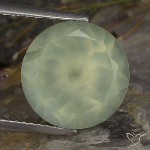 Prehnite naturale verde da 5,76 ct, taglio rotondo, trasparente