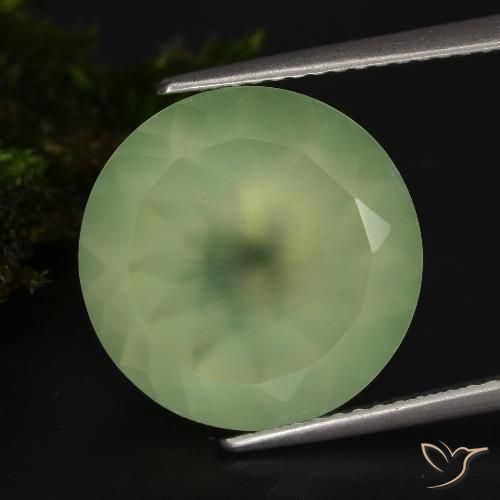 Prehnite Pale Lime Green  naturale da 9.21 ct, Taglio rotondo, Traslucido
