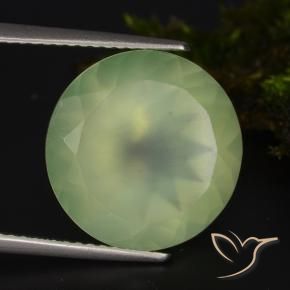 Prehnite Pale Lime Green  naturale da 9.21 ct, Taglio rotondo, Traslucido
