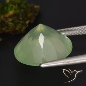 Prehnite Pale Lime Green  naturale da 9.21 ct, Taglio rotondo, Traslucido