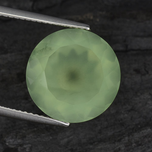 Prehnite Olive Green  naturale da 9.54 ct, Taglio rotondo, Traslucido