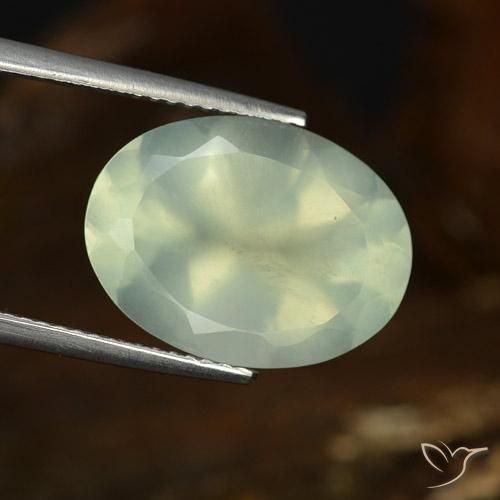 9.30ct Naturale Giallo chiaro Verde Prehnite, Ovale, Traslucido