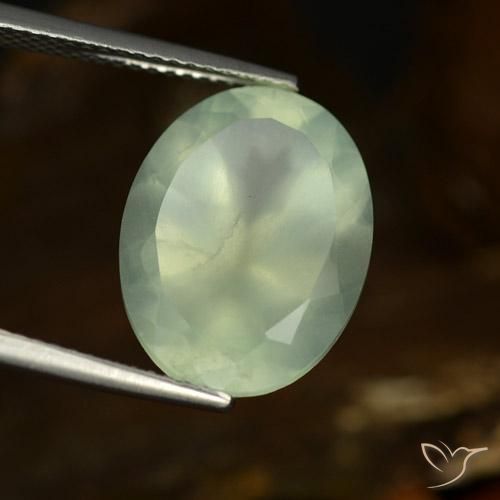 Prehnite Giallo chiaro Verde naturale da 9.30 ct, Ovale, Traslucido
