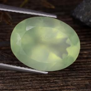 Prehnite naturale verde da 8,85 ct, taglio ovale, traslucido