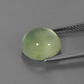 Prehnite naturale verde da 4,43 ct, taglio rotondo, trasparente