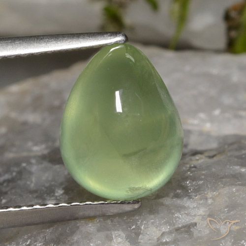 4.03ct Naturale Pale Pear Green  Prehnite, Forma a pera, Trasparente