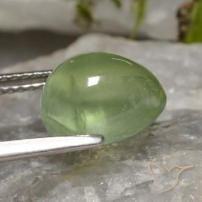 Prehnite Pale Pear Green  naturale da 4.03 ct, Forma a pera, Trasparente