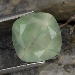 Prehnite naturale verde da 6,59 ct, taglio a cuscino, traslucido
