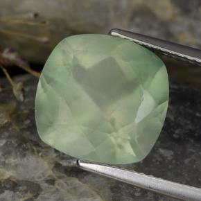 Prehnite naturale verde da 6,59 ct, taglio a cuscino, traslucido