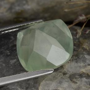 Prehnite naturale verde da 6,59 ct, taglio a cuscino, traslucido