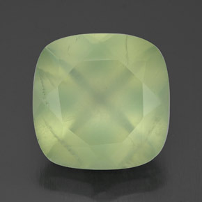 Prehnite naturale verde da 6,41 ct, taglio a cuscino, trasparente