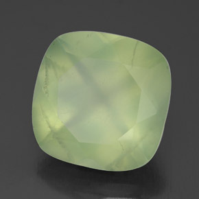 Prehnite naturale verde da 6,41 ct, taglio a cuscino, trasparente