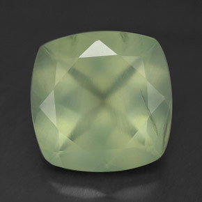 Prehnite naturale verde da 6,88 ct, taglio a cuscino, trasparente