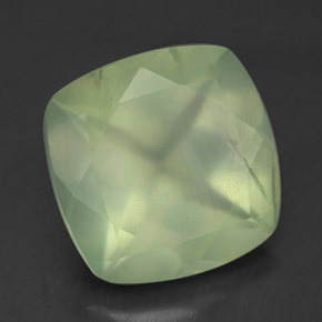 Prehnite naturale verde da 6,88 ct, taglio a cuscino, trasparente