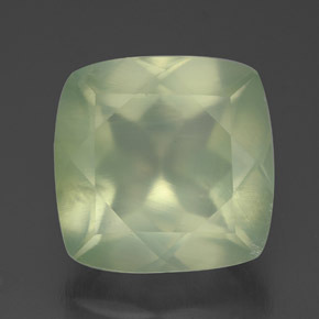 Prehnite naturale verde da 7,13 ct, taglio a cuscino, trasparente