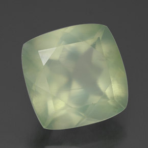 Prehnite naturale verde da 7,13 ct, taglio a cuscino, trasparente