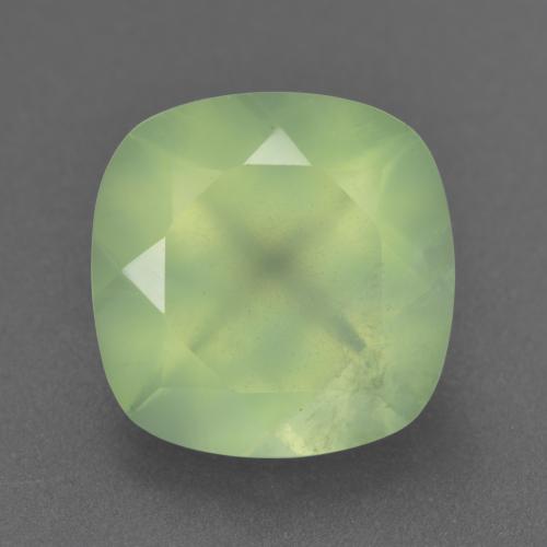 Prehnite naturale verde da 6,33 ct, taglio a cuscino, trasparente