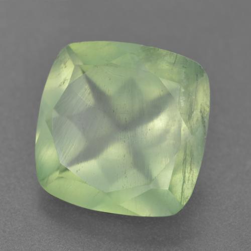 Prehnite naturale verde da 6,68 ct, taglio a cuscino, traslucido