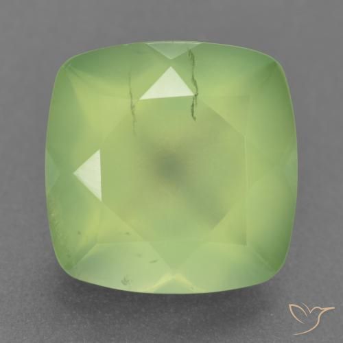 Prehnite naturale verde da 6,97 ct, taglio a cuscino, traslucido