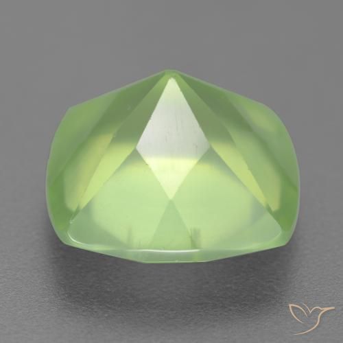 Prehnite naturale verde da 6,97 ct, taglio a cuscino, traslucido