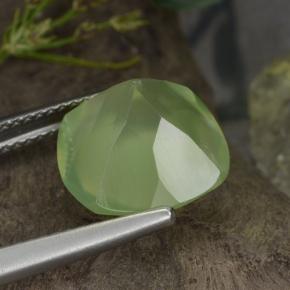 Prehnite naturale verde da 6,47 ct, taglio a cuscino, traslucido