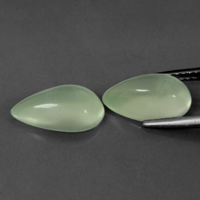 Prehnite naturale verde da  ct, taglio a pera, trasparente