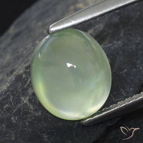 2.68ct Naturale Verde salvia molto chiaro Prehnite, Ovale, Trasparente