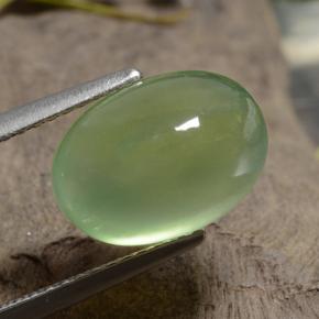 Prehnite naturale verde da 5,10 ct, taglio ovale, traslucido