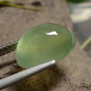 Prehnite naturale verde da 5,10 ct, taglio ovale, traslucido