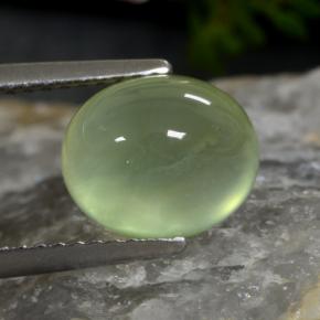 Prehnite naturale verde da 3,45 ct, taglio ovale, traslucido