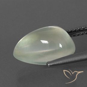 Prehnite Light Green  naturale da 4.40 ct, Forma a pera, Trasparente/Traslucido