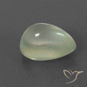 Prehnite Olive Green  naturale da 4.26 ct, Forma a pera, Trasparente/Traslucido