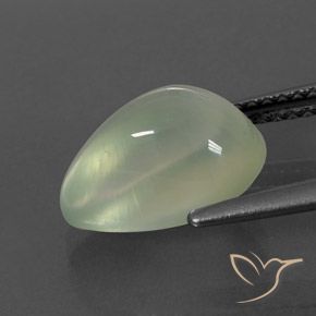 Prehnite Olive Green  naturale da 4.26 ct, Forma a pera, Trasparente/Traslucido