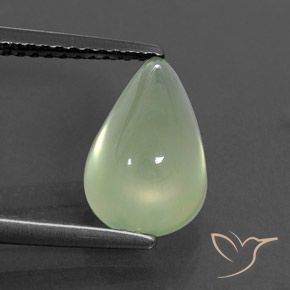 3.32ct Naturale Pale Green  Prehnite, Forma a pera, Trasparente/Traslucido